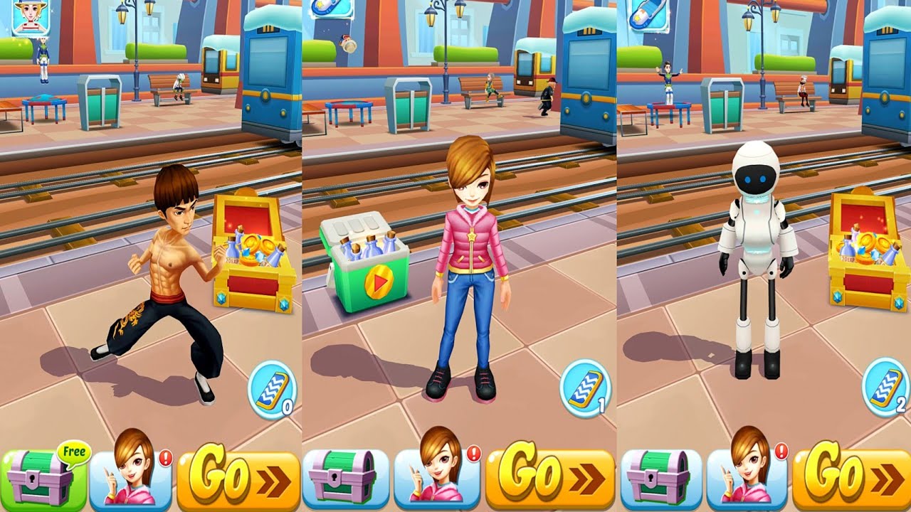 Subway Princess Runner Game : 3 Characters Run Video - BruceLee,Lucy ...