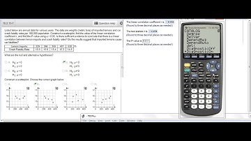 Linear Correlation - finding r and a linear regression t-test