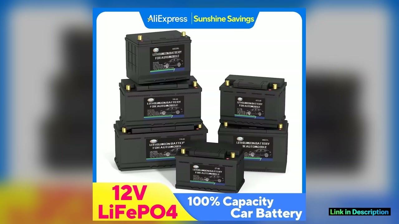 LiFePO4 Car Battery 12V Lithium Iron Phosphate Deep Cycle Builtin BMS Protection Board For