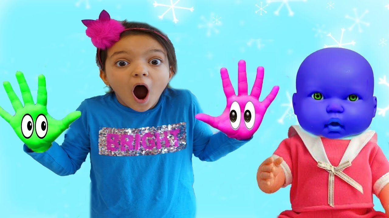 Masal and friends playing in colored paints, Learn Colors With Nursery Rhymes funny kids video