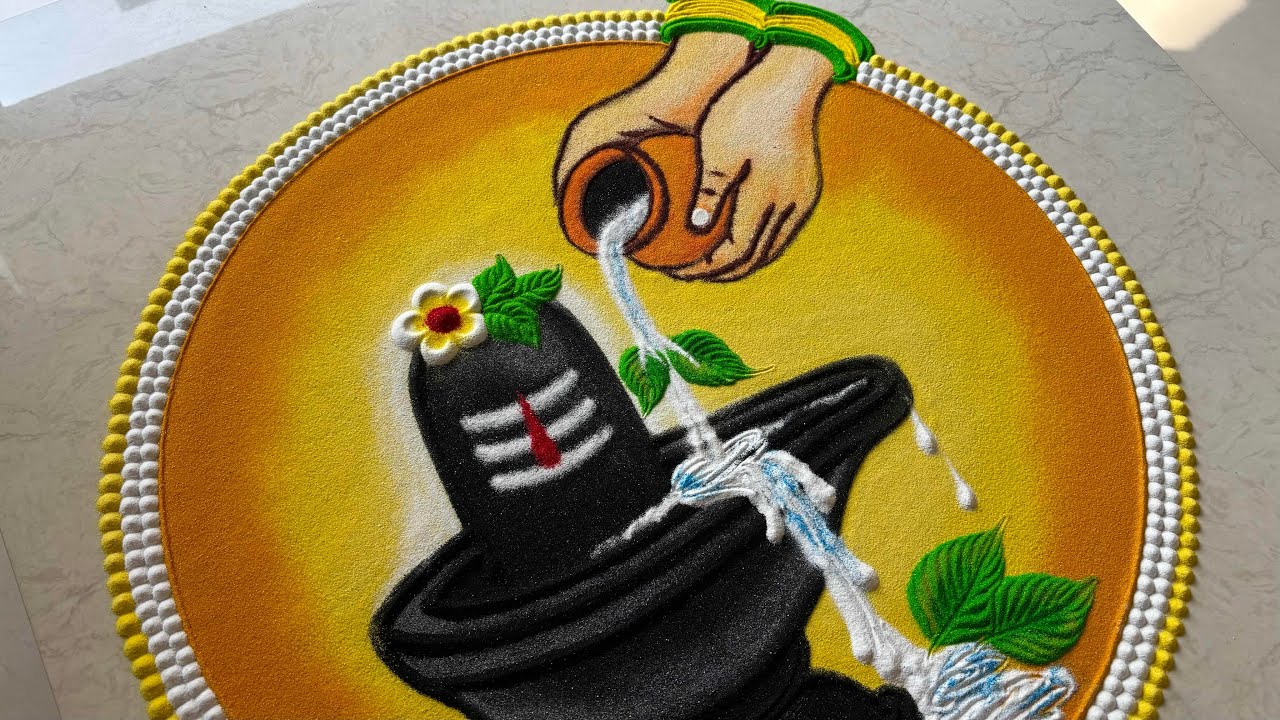 Shivling rangoli design for mahashivratri/ shivratri rangoli/ shivling rangoli easy 