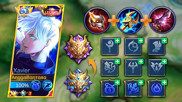 WHEN TOP 1 XAVIER GOJO SATORU USING ONE HIT BUILD & EMBLEM 2023 | GLOBAL XAVIER BUILD & EMBLEM