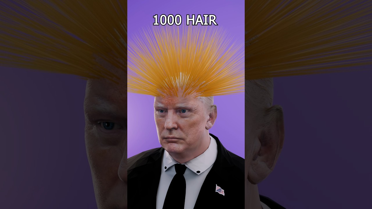 Donald Trump go just 1 hair to 100,000 in this satisfying 3D animation. 💇