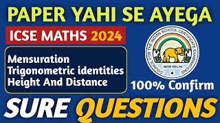 Icse Math Pyq Icse 2024 Maths Most Expected Pyqs Questions Icse Class 10 Important ...