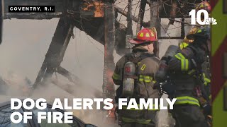 Fire officials battle house fire in Coventry after residents alerted by dog
