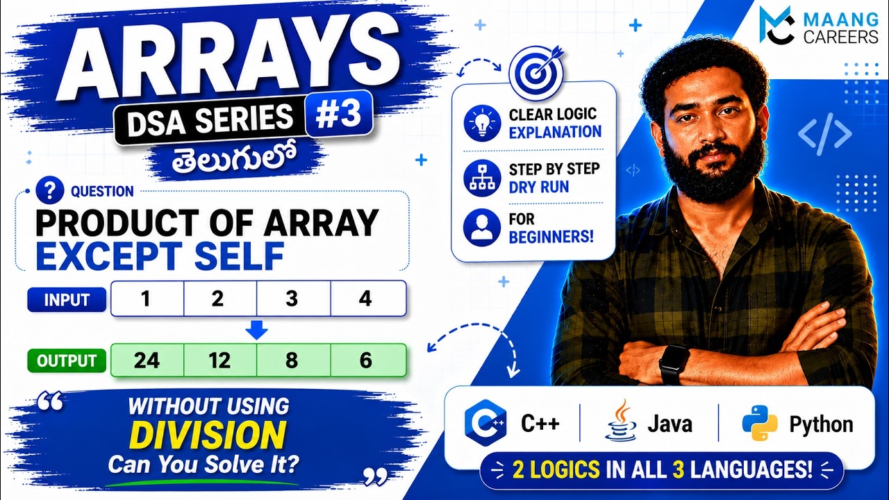 Arrays – Product of Elements | Data Structures in Telugu | C++ Java ...
