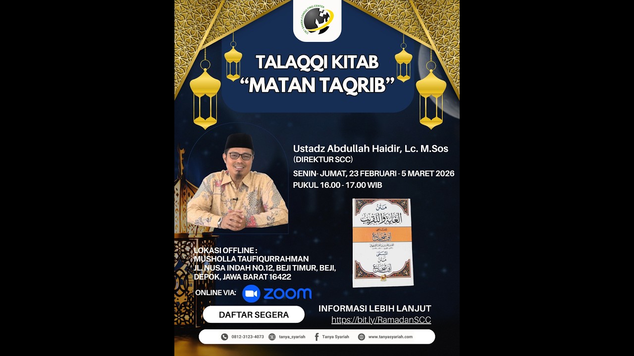 Talaqqi Kitab Matan Taqrib (Mengenal Kitab Matan Taqrib dan Jenis Air), Senin 23 Februari 2026