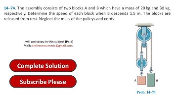 14–74. The assembly consists of two blocks A and B which | Engineering Mechanics Dynamics