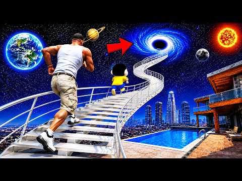 SHINCHAN AND FRANKLIN FOUND A MYSTERIOUS STAIRWAY TO SPACE FROM HIS POOL IN GTA 5