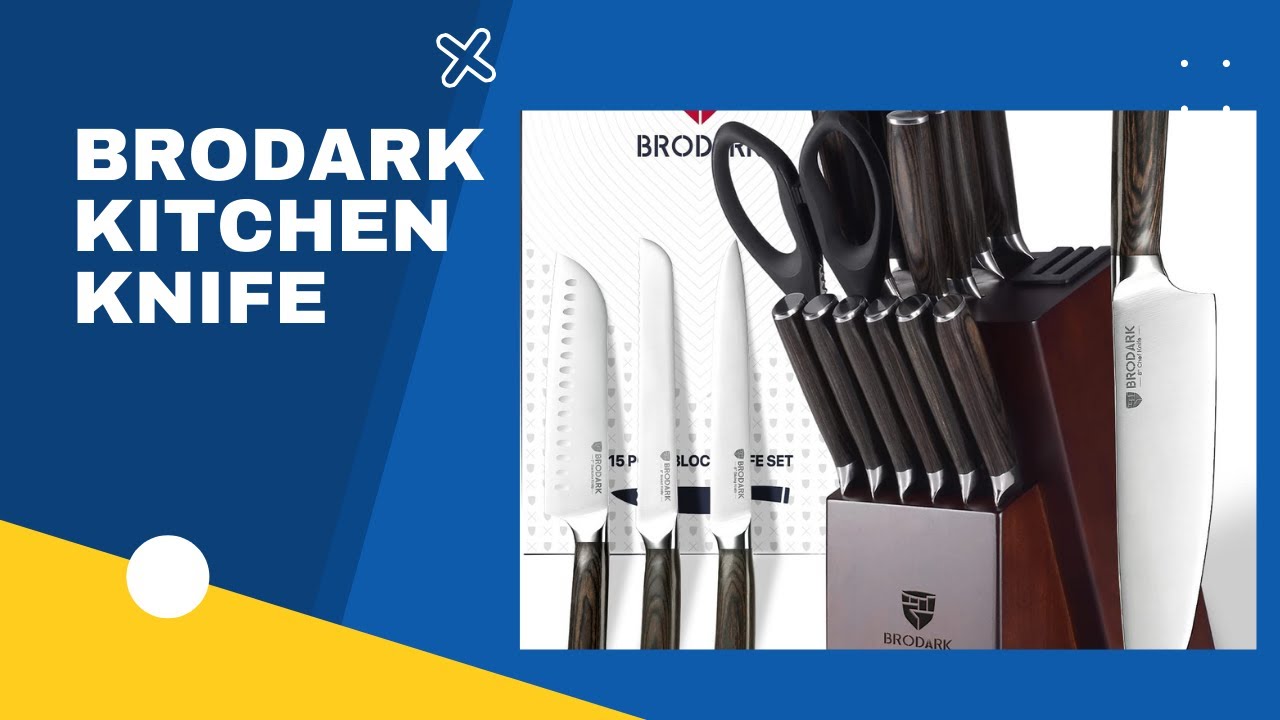 BRODARK Kitchen Knife Set with Block Ultra Sharp 15 PCS German Stainless  Stee