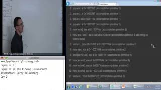 OpenSecurityTraining: Exploits 2: Exploitation in the  Windows Environment (day 2, part 3)