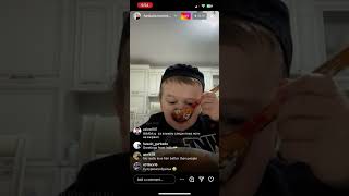 Hasbulla eating food with his cat on ig live!!!😂 **HILARIOUS**