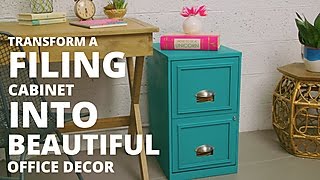 With a coat of chalk paint and new hardware, you can transform a plain filing cabinet into a stylish piece of decor for your office. Just 