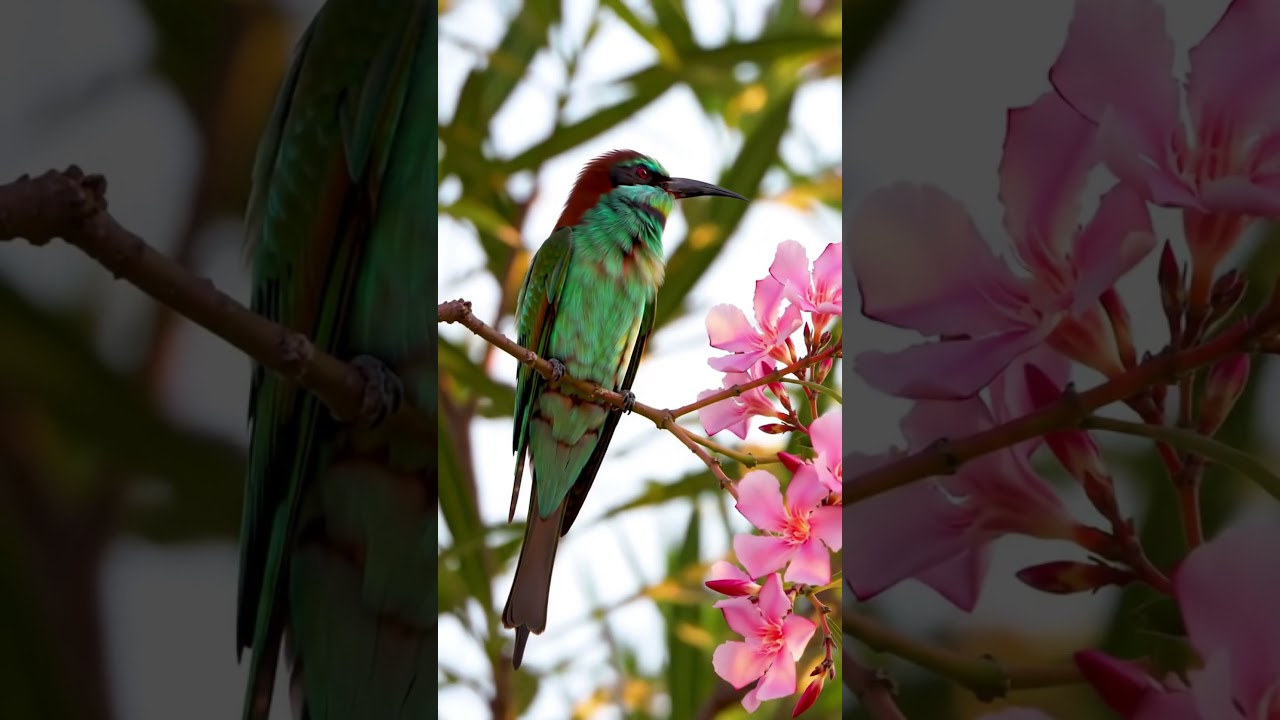 Blue-cheeked Bee-eater sound — Up Close Sharp Call in Flight 