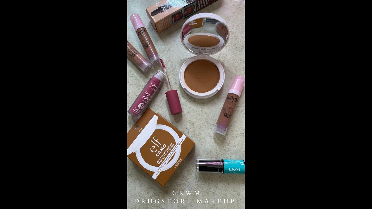 QUICK GRWM FOR WORK ✨ NYX COSMETICS + elf CAMO POWDER FOUNDATION