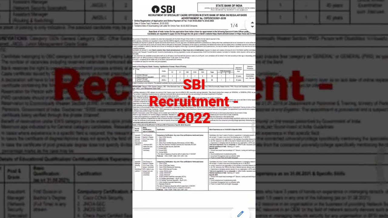 SBI Recruitment - 2022 // Latest government jobs // vacancy - 64 