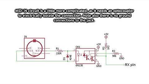 Arduino MIDI Interface, part 01 MIDI INPUT, OUTPUT and THRU circuits