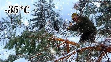 2 Days Alone in a -35°C Blizzard! Extreme Bushcraft Survival in the Frozen Forest