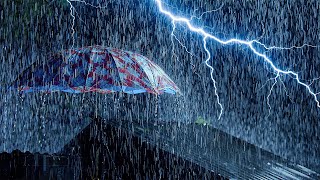 Goodbye Stress to Sleep Instantly with Heavy Pouring Rain &amp; Powerful Thunder at Night | White Noise