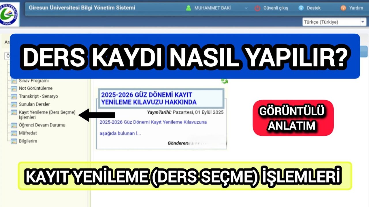 Üniversite Ders Kaydı Nasıl Yapılır? Kayıt Yenileme (Ders Seçme) İşlemleri | Görüntülü Anlatım 