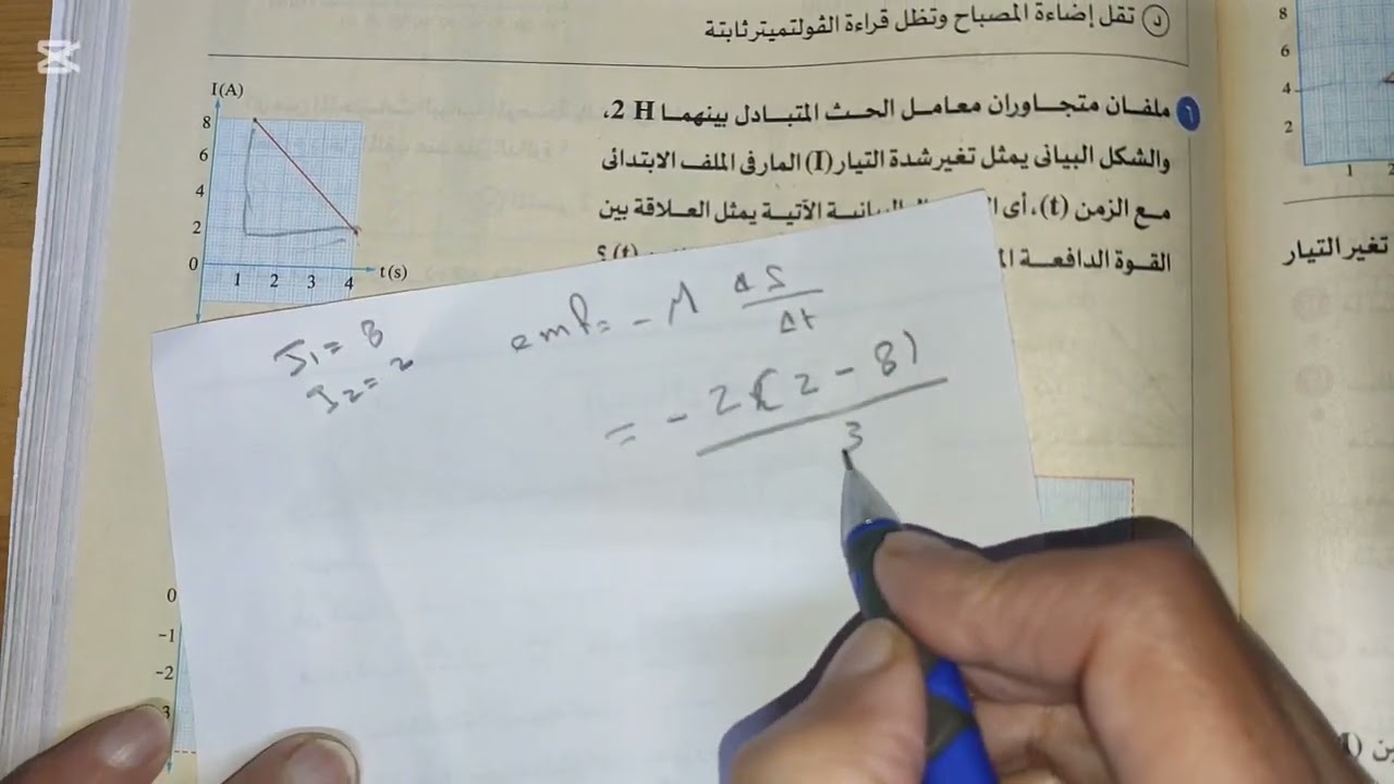 امتحانات الأعوام السابقه علي الحث المتبادل بين ملفين والحث الذاتي كتاب الامتحان تالتة ثانوي فيزياء