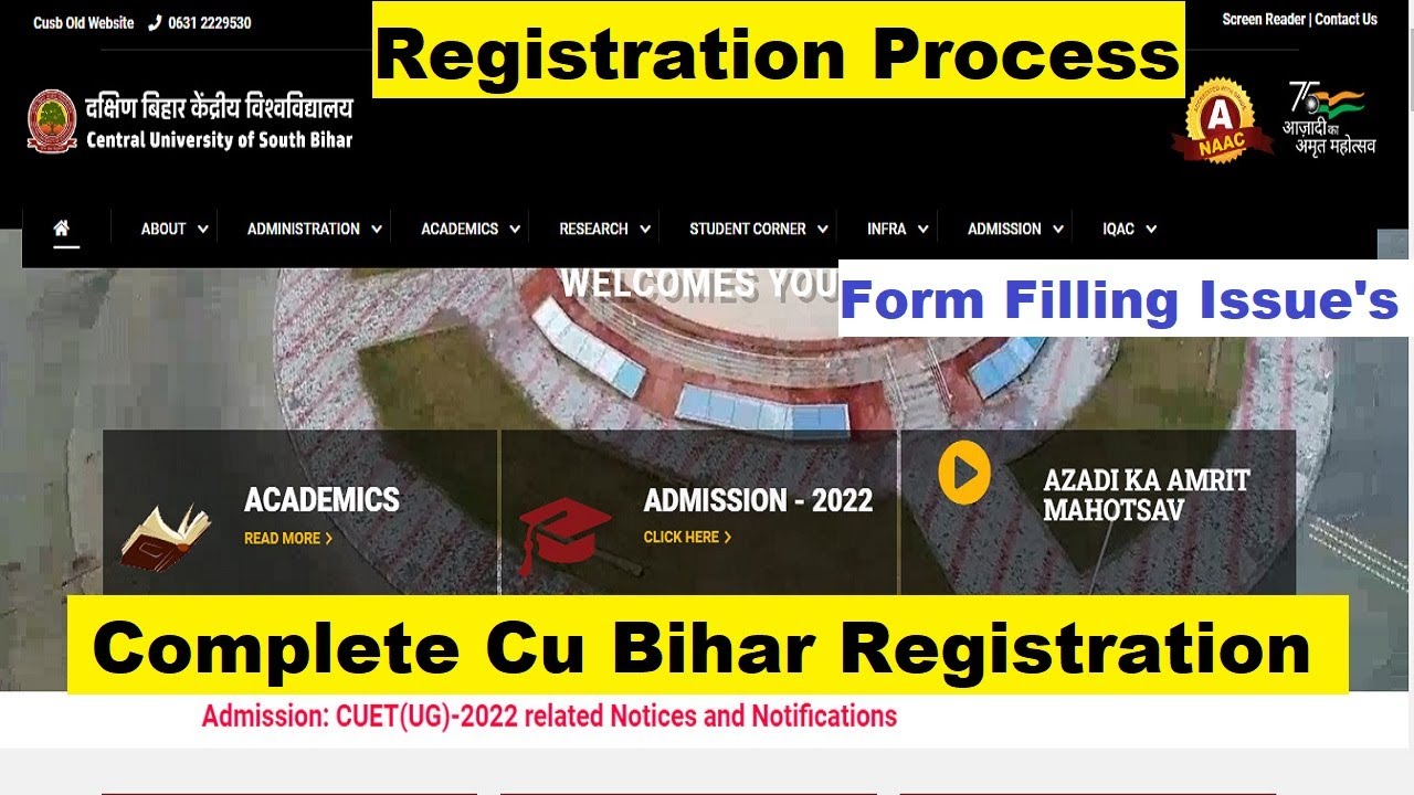 Central University Of South Bihar Step By Step Counselling Registration | Cu Bihar Admission Process