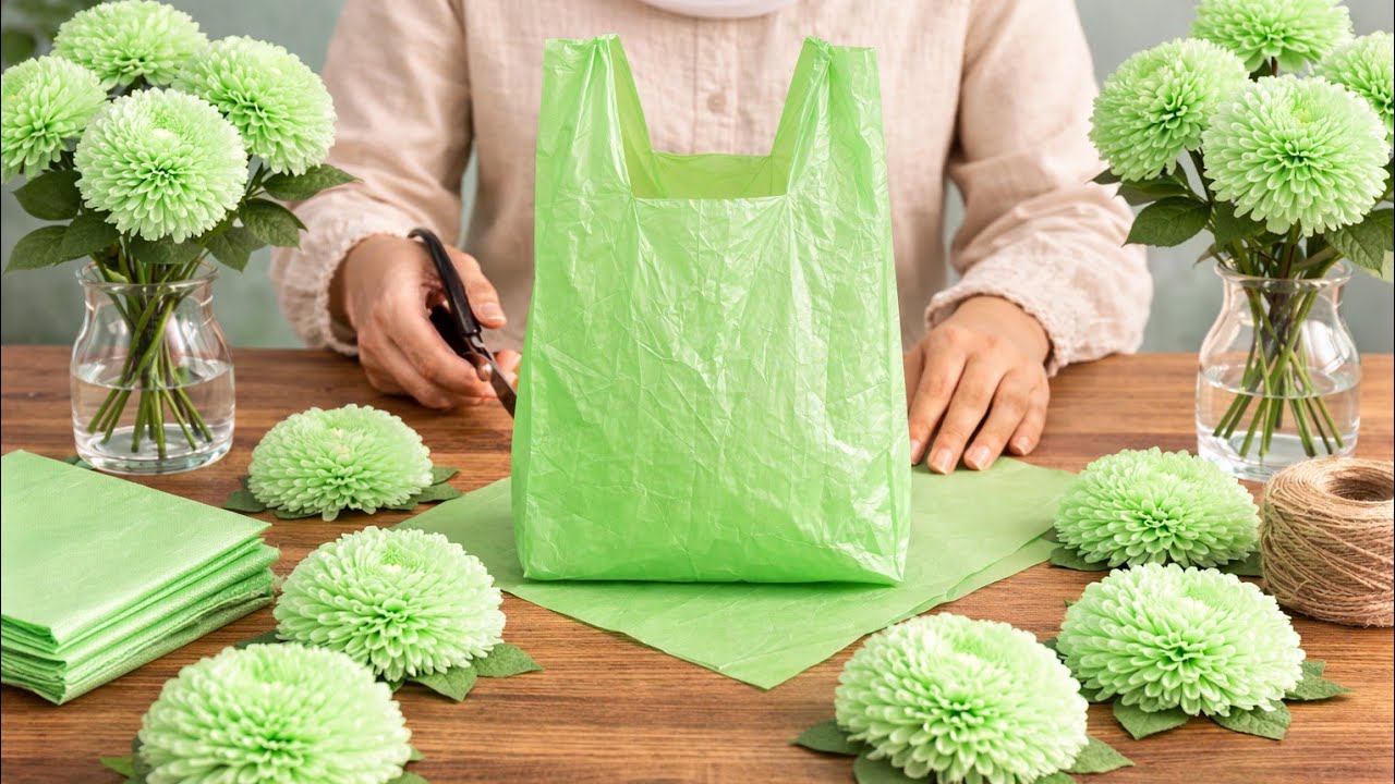 How to make Realistic Plastic bag Flowers at Home | Simple DIY Tutorial#diy #plasticbagcraft #art