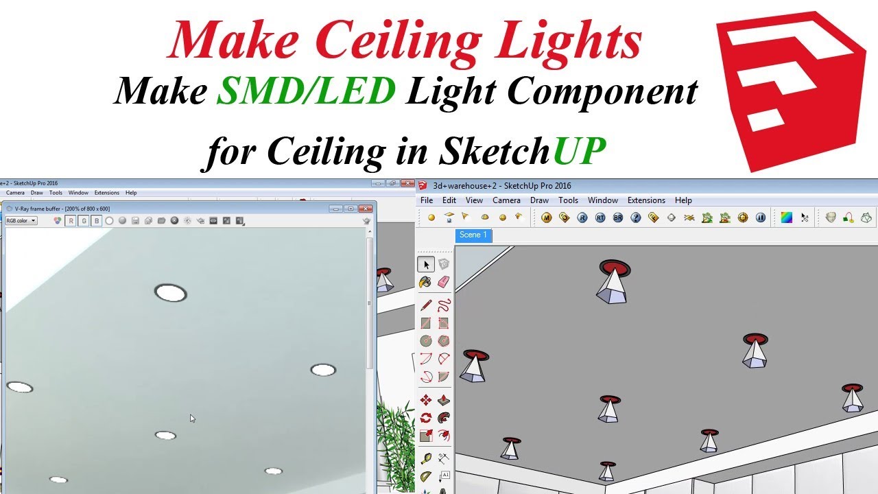 Make Ceiling Lights Component in Sketchup | Make SMD/LED Lights in Sketchup -