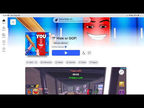 Playing Roblox hide or oof !