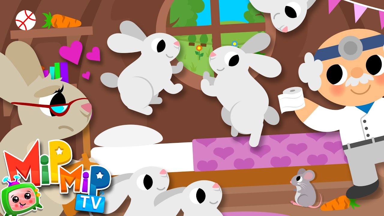 Five Little Bunnies Jumping on the Bed | Nursery Rhymes | Mip Mip TV