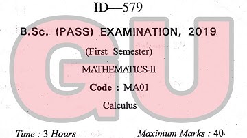 BSc (pass) 1st semester mathematics-II (calculus) question paper December 2019 Gurugram University