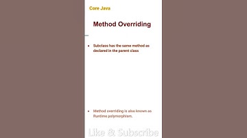 core Java | method Overriding | Java #shorts #viral #corejava
