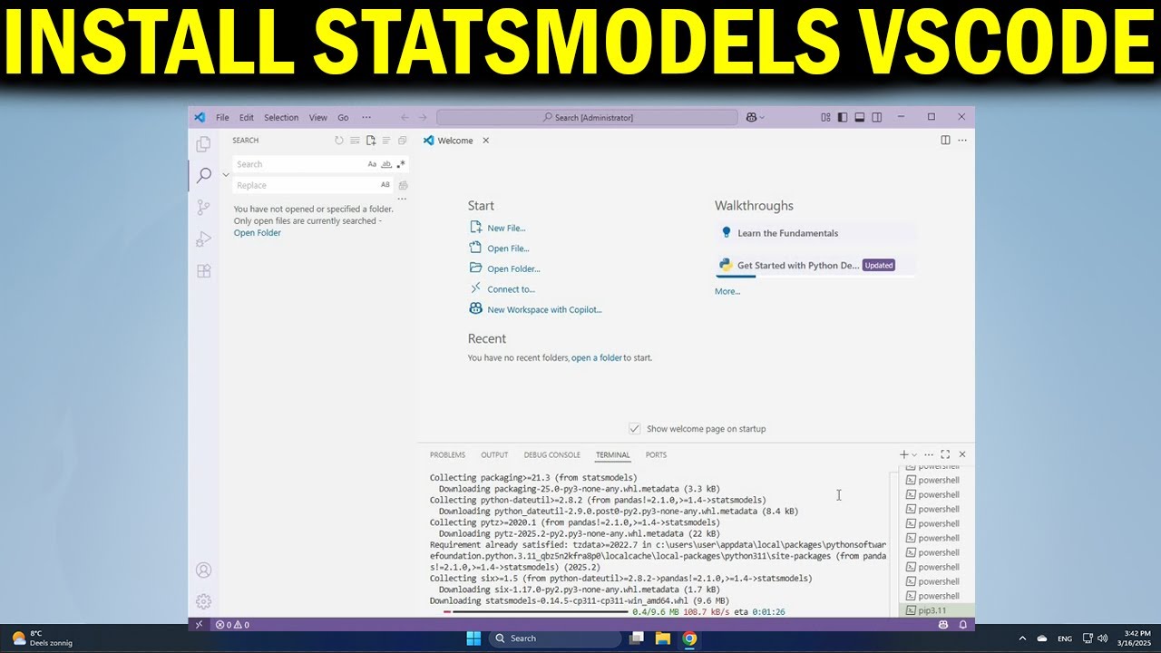 How To Install Statsmodels for Python in VS Code Statistical Modeling ...