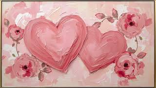 Valentine’s Day Love Hearts 💕 Romantic Floral Painting | Free TV Screensaver with gold frame screenshot 5
