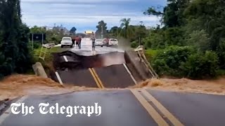 Brazil floods: Man narrowly avoids death after motorway bridge collapses Resimi