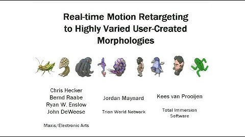 SIGGRAPH 2008. Real-time Motion Retargeting to Highly Varied User-Created Morphologies (Spore)