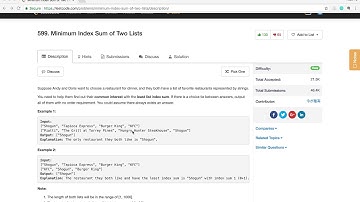 【每日一题：小Fu讲解】LeetCode 599. Minimum Index Sum of Two Lists
