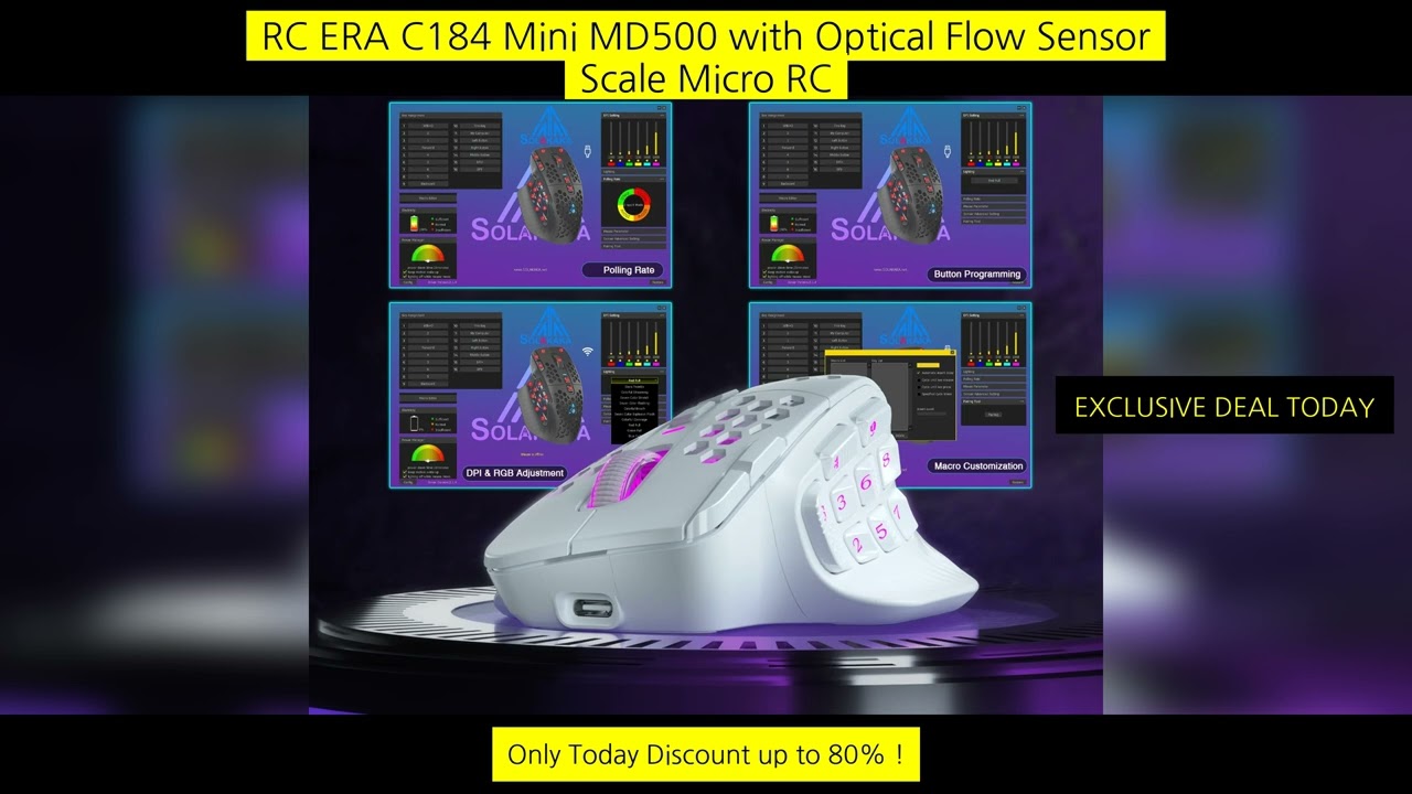 Solakaka Sm809 Pro Wireless Mmo Gaming Mouse Paw3311 16 Side Buttons 24000 Dpi