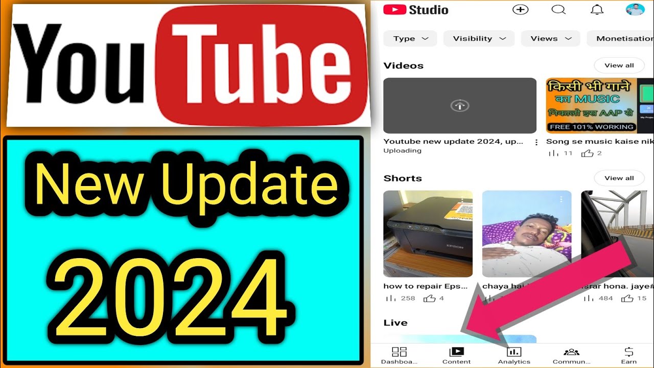 Youtube new update 2024, update YouTube studio, YouTube studio new ...