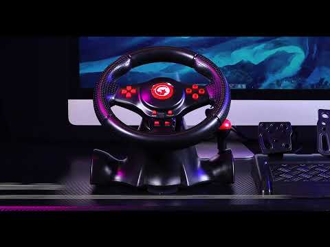 Ігрове кермо XTRIKE ME GP-903 з педалями 3в1 для ПК, вібрація, поворот 180°, для PC/PS3/PS4/XBOX/Android, видео 1