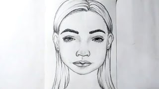 تعلم رسم وجه بنت من الامام بالقلم الرصاص / رسم وجه فتاه للمبتدائين / خطوات رسم الوجه