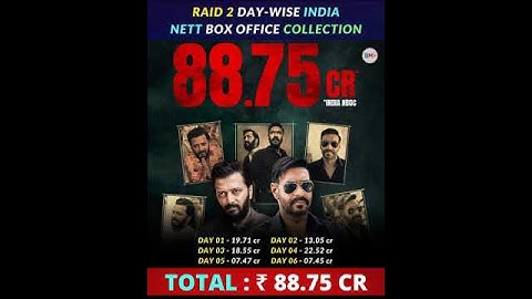 Raid 2 Day-Wise India Nett Box Office Collection #raid2 #ajaydevgan #kajol #kajoldevgan #bollywood