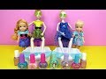 SPA ! Elsa and Anna toddlers at beauty salon -  Barbie is hair stylist - nails painting - shopping