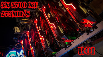 5x 5700xt mining rig, overclocks, hashrate, ROI