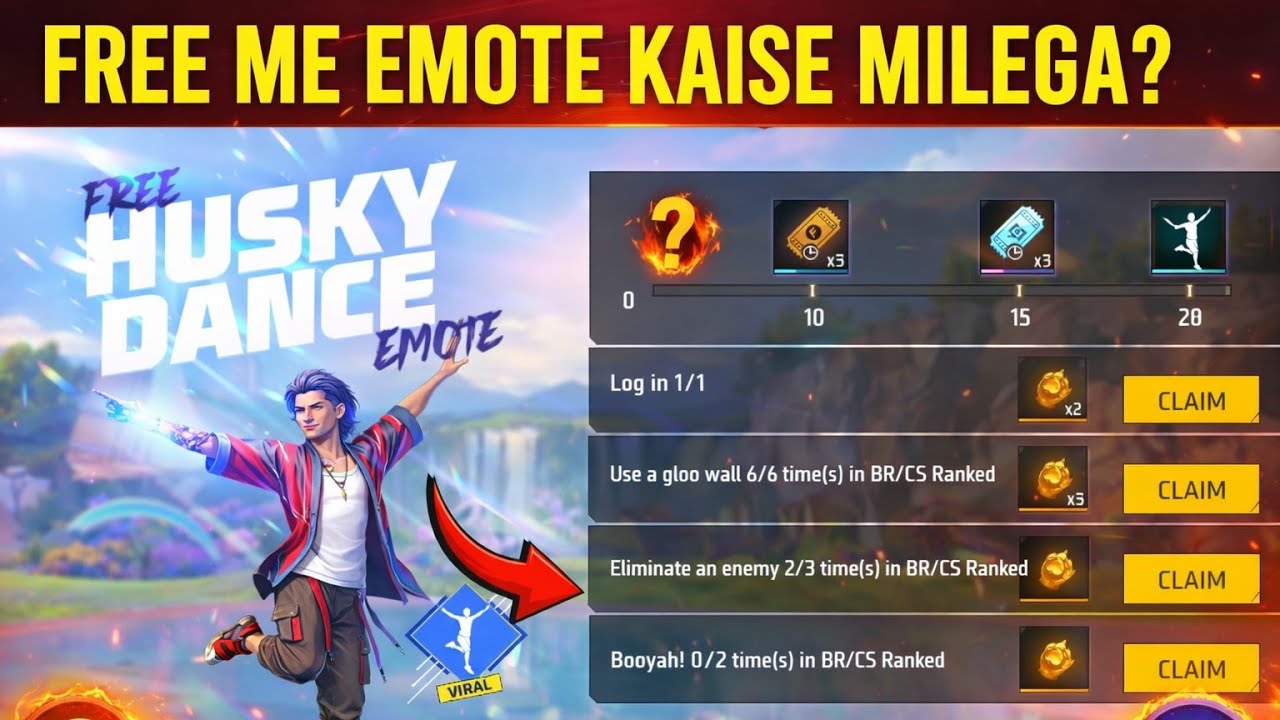 Husky Dance Emote Kaise Milega Free Fire | How To Get Free Husky Dance Emote In Free Fire 