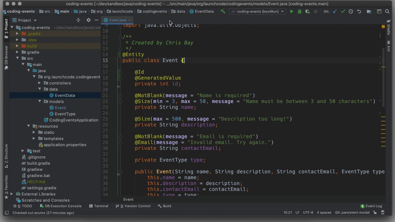  Java Coding  Events 4 2 Creating A Persistent Model YouTube