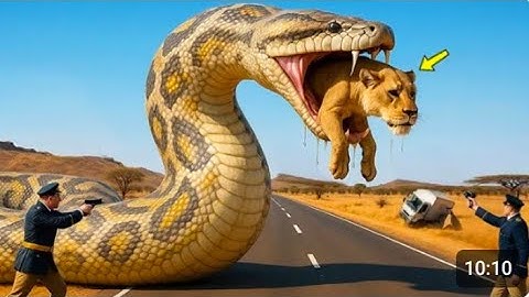 Brave Heroes Save Careless Mother Lion from Giant Python Attack After a Traffic Accident🐍   