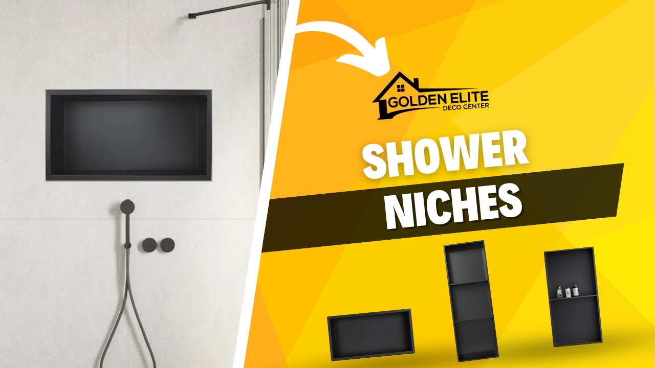 Shower Niche Storage | Golden Elite Deco Stainless Steel | Matte Black Bathroom Organizer
