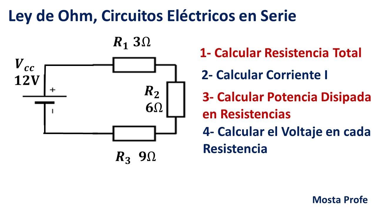 Cómo calcular corriente, voltaje y potencia en un circuito con 3