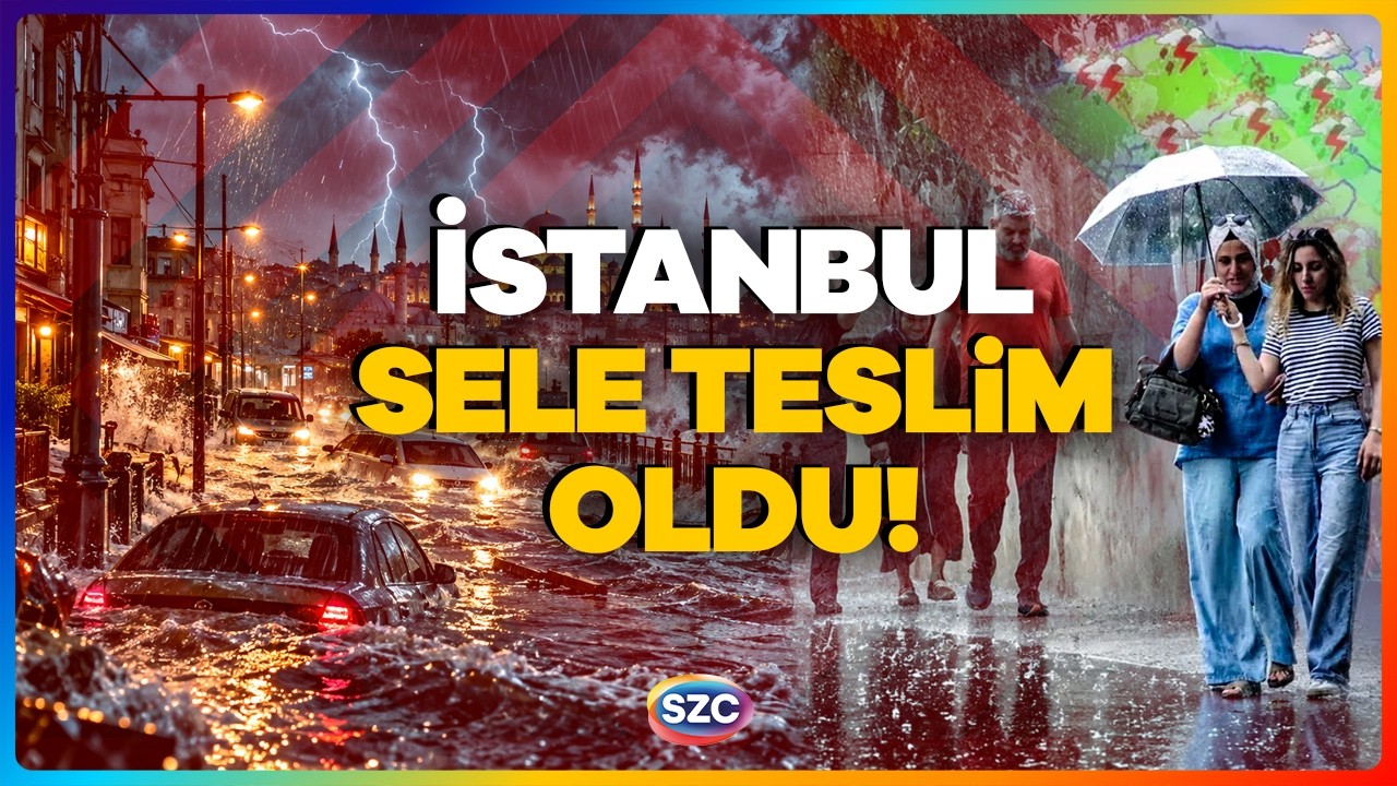 Gök Delindi! İstanbul Yağmura Teslim Oldu! Fırtına Her Yeri Esir Aldı! Sokaklar Göle Döndü